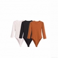 Women's Ribbed Knit Long Sleeve Bodysuit Sexy Slim Fit Round Neck Henley Button Up Jumpsuit Solid Color Streetwear Leotard Top For Daily Casual Wear Women's Ribbed Knit Long Sleeve Bodysuit Sexy Slim Fit Round Neck Henley Button Up Jumpsuit Solid Color Streetwear Leotard Top For Daily Casual Wear