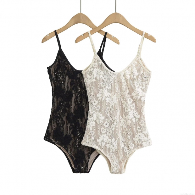 Sexy Floral Lace Bodysuit V-Neck Backless Spaghetti Strap Sleeveless Top For Women Summer Clubwear Party Streetwear Fashion Sexy Floral Lace Bodysuit V-Neck Backless Spaghetti Strap Sleeveless Top For Women Summer Clubwear Party Streetwear Fashion