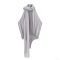 Women's Halter Neck Chiffon Bodysuit Sleeveless Pleated Jumpsuit With Scarf Streamer Elegant Backless Bodysuit For Party Summer Streetwear Grey Women's Halter Neck Chiffon Bodysuit Sleeveless Pleated Jumpsuit With Scarf Streamer Elegant Backless Bodysuit For Party Summer Streetwear Grey
