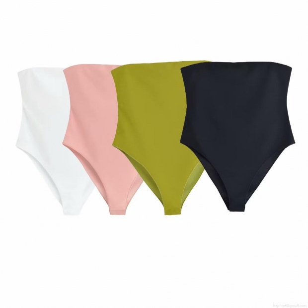 Women's Sexy Off-Shoulder Backless Bodysuit Polyester Spandex Elastic Slim Fit Solid Color Tube Top Jumpsuit For Summer Beach Party Clubwear Casual Streetwear Women's Sexy Off-Shoulder Backless Bodysuit Polyester Spandex Elastic Slim Fit Solid Color Tube Top Jumpsuit For Summer Beach Party Clubwear Casual Streetwear