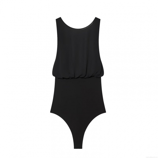 Women's Sexy Black Mesh Splicing Bodysuit Pleated Sleeveless Bow Decor Polyester Spandex Body Jumpsuit Top For Party Evening Clubwear Ladies Women's Sexy Black Mesh Splicing Bodysuit Pleated Sleeveless Bow Decor Polyester Spandex Body Jumpsuit Top For Party Evening Clubwear Ladies