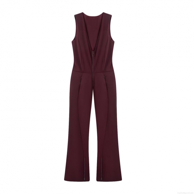 Women's Sleeveless V-Neck Jumpsuit Polyester Fleece Lined Slim Fit Front Zipper Winter Ski Jumpsuit Burgundy Deep Red Sexy Outdoor Streetwear Overall For Women Women's Sleeveless V-Neck Jumpsuit Polyester Fleece Lined Slim Fit Front Zipper Winter Ski Jumpsuit Burgundy Deep Red Sexy Outdoor Streetwear Overall For Women