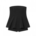 Women Sexy Strapless Peplum Romper Elegant Solid Black Sleeveless Short Jumpsuit For Party Evening Clubwear Polyester Slim Fit One-Piece Outfit Women Sexy Strapless Peplum Romper Elegant Solid Black Sleeveless Short Jumpsuit For Party Evening Clubwear Polyester Slim Fit One-Piece Outfit