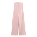 Women Strapless Backless Jumpsuit Pink High Waist Wide Leg Long Pant Polyester Spandex Sexy Elegant One Piece Outfit for Party Night Out Summer Women Strapless Backless Jumpsuit Pink High Waist Wide Leg Long Pant Polyester Spandex Sexy Elegant One Piece Outfit for Party Night Out Summer