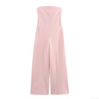Women Strapless Backless Jumpsuit Pink High Waist Wide Leg Long Pant Polyester Spandex Sexy Elegant One Piece Outfit for Party Night Out Summer Women Strapless Backless Jumpsuit Pink High Waist Wide Leg Long Pant Polyester Spandex Sexy Elegant One Piece Outfit for Party Night Out Summer