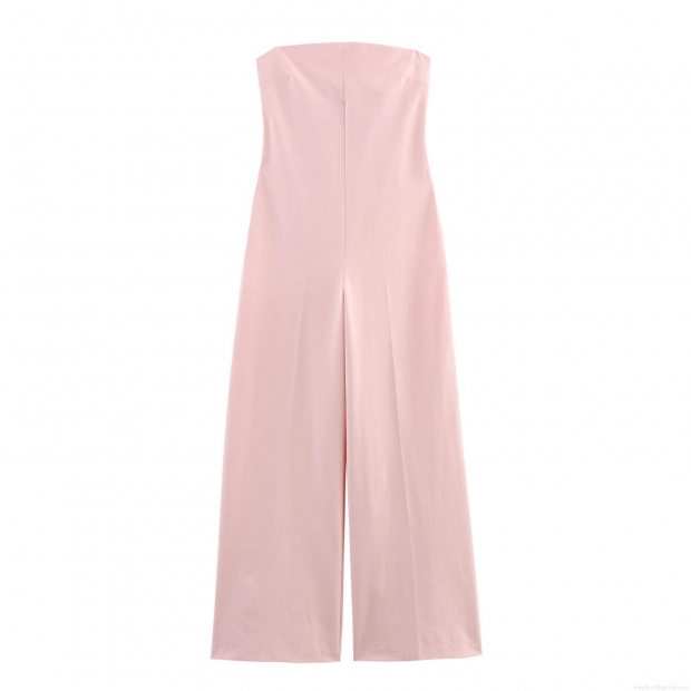 Women Strapless Backless Jumpsuit Pink High Waist Wide Leg Long Pant Polyester Spandex Sexy Elegant One Piece Outfit for Party Night Out Summer Women Strapless Backless Jumpsuit Pink High Waist Wide Leg Long Pant Polyester Spandex Sexy Elegant One Piece Outfit for Party Night Out Summer