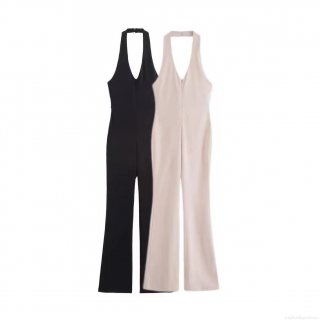 Women Sexy Halter Neck Deep V-Neck Backless Jumpsuit Flare Wide Leg Sleeveless One Piece Bodysuit Romper For Summer Party Clubwear Fashion Outfit Women Sexy Halter Neck Deep V-Neck Backless Jumpsuit Flare Wide Leg Sleeveless One Piece Bodysuit Romper For Summer Party Clubwear Fashion Outfit