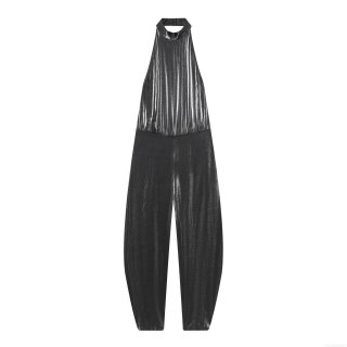 Sexy Halter Neck Backless Metallic Jumpsuit For Women Sleeveless High Waist Wide Leg Long Pants Party Clubwear Evening Romper Sexy Halter Neck Backless Metallic Jumpsuit For Women Sleeveless High Waist Wide Leg Long Pants Party Clubwear Evening Romper