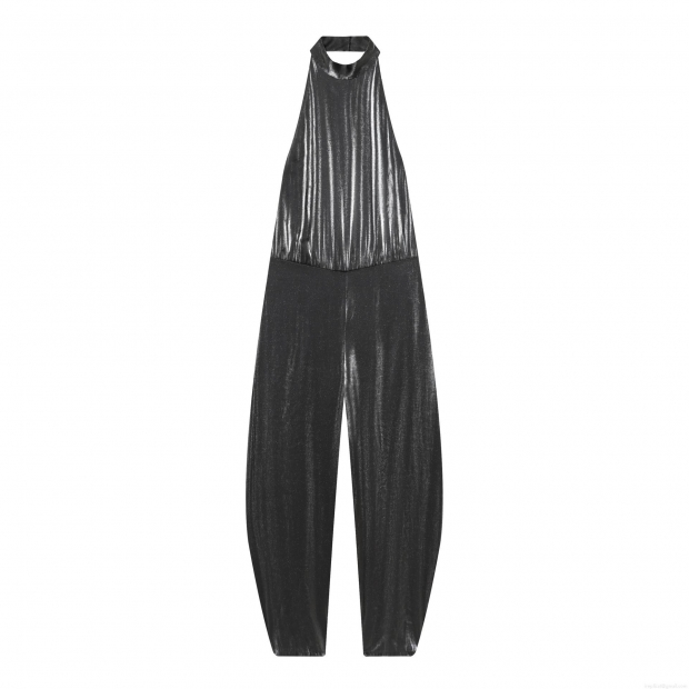 Sexy Halter Neck Backless Metallic Jumpsuit For Women Sleeveless High Waist Wide Leg Long Pants Party Clubwear Evening Romper Sexy Halter Neck Backless Metallic Jumpsuit For Women Sleeveless High Waist Wide Leg Long Pants Party Clubwear Evening Romper