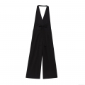 Women's Halter V Neck Jumpsuit Cotton Linen Sleeveless Wide Leg Pants Romper With Bow Tie Waist Elegant One Piece Long Playsuit For Party Summer Evening Clubwear Women's Halter V Neck Jumpsuit Cotton Linen Sleeveless Wide Leg Pants Romper With Bow Tie Waist Elegant One Piece Long Playsuit For Party Summer Evening Clubwear