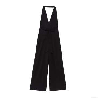 Women's Halter V Neck Jumpsuit Cotton Linen Sleeveless Wide Leg Pants Romper With Bow Tie Waist Elegant One Piece Long Playsuit For Party Summer Evening Clubwear Women's Halter V Neck Jumpsuit Cotton Linen Sleeveless Wide Leg Pants Romper With Bow Tie Waist Elegant One Piece Long Playsuit For Party Summer Evening Clubwear