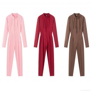 Women's Long Sleeve Jumpsuits Zip Up Mock Neck Bodycon One Piece Sporty Rompers High Elastic Slim Fit Spandex Bodysuit Outfits For Women Women's Long Sleeve Jumpsuits Zip Up Mock Neck Bodycon One Piece Sporty Rompers High Elastic Slim Fit Spandex Bodysuit Outfits For Women