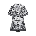 Women's Bohemian Floral Geometric Print Romper Short Sleeve V Neck Button Down Jumpsuit With Elastic Waist Summer Casual Beach Short Playsuit For Women Women's Bohemian Floral Geometric Print Romper Short Sleeve V Neck Button Down Jumpsuit With Elastic Waist Summer Casual Beach Short Playsuit For Women