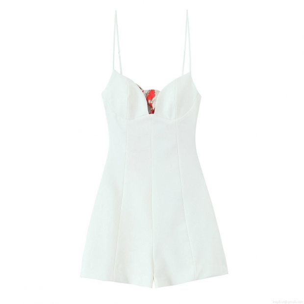 Women Sexy V Neck Spaghetti Strap Romper Cotton Polyester Blend Floral Bow Sleeveless Short Jumpsuit For Summer Beach Party Vacation Elegant White Play suit Women Sexy V Neck Spaghetti Strap Romper Cotton Polyester Blend Floral Bow Sleeveless Short Jumpsuit For Summer Beach Party Vacation Elegant White Play suit