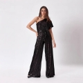 Women's Sexy One Shoulder Sequin Jumpsuit Elegant High Waist Wide Leg Romper Evening Party Clubwear Sparkly Sleeveless Jumpsuit With Ruffles Women's Sexy One Shoulder Sequin Jumpsuit Elegant High Waist Wide Leg Romper Evening Party Clubwear Sparkly Sleeveless Jumpsuit With Ruffles