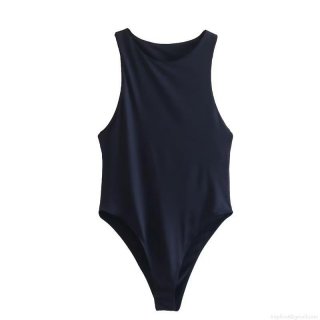 Women's Sleeveless Bodysuit Mock Neck Solid Color High Elasticity Slim Fit One Piece Jumpsuit With Bottom Snaps For Summer Casual Club Party Streetwear Women's Sleeveless Bodysuit Mock Neck Solid Color High Elasticity Slim Fit One Piece Jumpsuit With Bottom Snaps For Summer Casual Club Party Streetwear