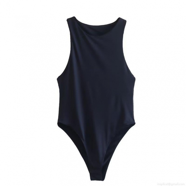 Women's Sleeveless Bodysuit Mock Neck Solid Color High Elasticity Slim Fit One Piece Jumpsuit With Bottom Snaps For Summer Casual Club Party Streetwear