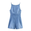 Women's Sexy Backless Denim Romper Sleeveless Tie Back Low Waist Straight Leg Mini Jumpsuit Washed Denim Streetwear Short Bodysuit For Summer Women's Sexy Backless Denim Romper Sleeveless Tie Back Low Waist Straight Leg Mini Jumpsuit Washed Denim Streetwear Short Bodysuit For Summer