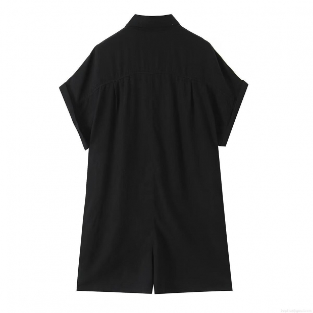 Women's Short Sleeve Jumpsuit Lapel Collar Single Breasted Polyester Solid Color Loose Romper with Pocket Casual Street Style Summer One Piece Outfit Women's Short Sleeve Jumpsuit Lapel Collar Single Breasted Polyester Solid Color Loose Romper with Pocket Casual Street Style Summer One Piece Outfit