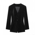 Women Elegant Black Velvet Blazer Jumpsuit Deep V Neck Long Sleeve Short Romper For Commuter Party Fashion Autumn Winter Velvet Bodysuit Women Elegant Black Velvet Blazer Jumpsuit Deep V Neck Long Sleeve Short Romper For Commuter Party Fashion Autumn Winter Velvet Bodysuit
