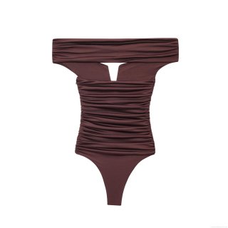 Sexy Women Ruched Off-Shoulder Bodysuit Sleeveless High Elastic Polyester Spandex Slim Fit Summer Party Clubwear Jumpsuit Top Sexy Women Ruched Off-Shoulder Bodysuit Sleeveless High Elastic Polyester Spandex Slim Fit Summer Party Clubwear Jumpsuit Top