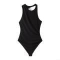 Women's Sexy Long Sleeve Bodysuit Polyester Alloy Rhinestone Bowknot Decor Hollow Out Leotard Slim Fit Fashion Party Jumpsuit Tops