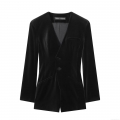 Women Velvet Blazer Jumpsuit V Neck Long Sleeve Slim Fit Short Romper Elegant Solid Color Button Down Autumn Winter One Piece Outfit Women Velvet Blazer Jumpsuit V Neck Long Sleeve Slim Fit Short Romper Elegant Solid Color Button Down Autumn Winter One Piece Outfit