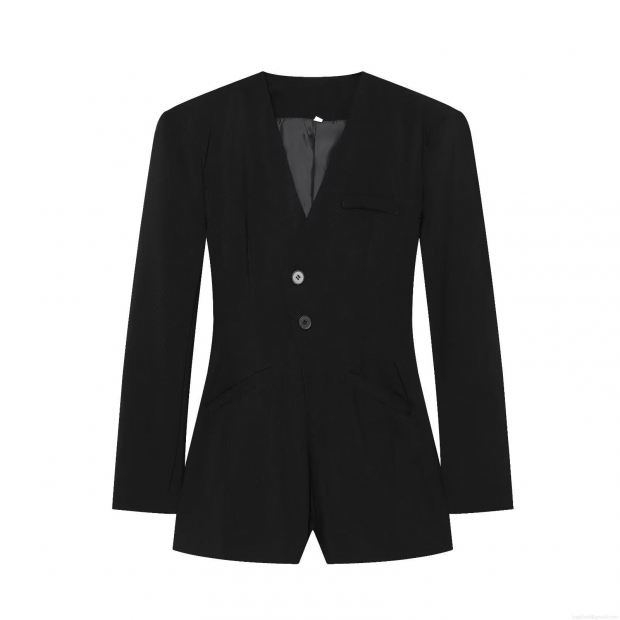 Women's Elegant Blazer Romper Cotton Blend Double Breasted Long Sleeve V-Neck Jumpsuit Short Pants Slim Fit Playsuit For Party Office Lady Fashion Women's Elegant Blazer Romper Cotton Blend Double Breasted Long Sleeve V-Neck Jumpsuit Short Pants Slim Fit Playsuit For Party Office Lady Fashion