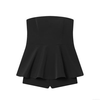 Women's Sexy Off-The-Shoulder Peplum Romper Sleeveless Solid Black Mini Jumpsuit Elegant Party Night Out Slim Fit One-Piece Playsuit Women's Sexy Off-The-Shoulder Peplum Romper Sleeveless Solid Black Mini Jumpsuit Elegant Party Night Out Slim Fit One-Piece Playsuit