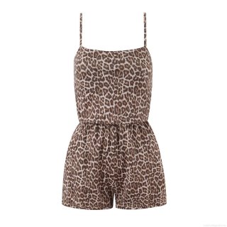 Women's Vintage Leopard Print Cami Romper Sexy Sleeveless Backless Jumpsuit With Elastic Waist Summer Casual Short Playsuit For Party Vacation Women's Vintage Leopard Print Cami Romper Sexy Sleeveless Backless Jumpsuit With Elastic Waist Summer Casual Short Playsuit For Party Vacation