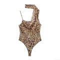 Women Sexy Leopard Print Mesh Bodysuit Asymmetric One Shoulder Halterneck Slim Fit Party Clubwear Sheer Mesh Leotard Top Women Sexy Leopard Print Mesh Bodysuit Asymmetric One Shoulder Halterneck Slim Fit Party Clubwear Sheer Mesh Leotard Top