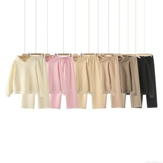 Women's Casual Cotton Blend Fleece Hooded Hoodie Pants Set Long Sleeve Pullover Elastic Waist Drawstring Wide Leg Trousers Daily Streetwear Sports Solid Color Oversized 2 Piece Outfits