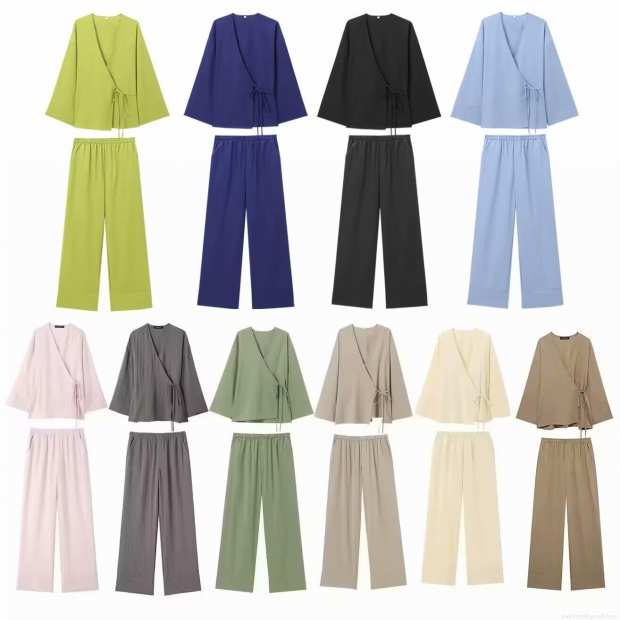 Women Casual Cotton Linen Kimono Wrap Top And Wide Leg Pants Two Piece Set Solid Color Minimalist Loungewear Long Sleeve Tied Waist High Rise Trousers Streetwear Outfits Women Casual Cotton Linen Kimono Wrap Top And Wide Leg Pants Two Piece Set Solid Color Minimalist Loungewear Long Sleeve Tied Waist High Rise Trousers Streetwear Outfits