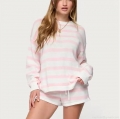 Women's Striped Knit Two-Piece Set Crew Neck Long Sleeve Sweater And Drawstring Shorts Casual Color Block Lounge Outfits Vacation Knitwear Set Women's Striped Knit Two-Piece Set Crew Neck Long Sleeve Sweater And Drawstring Shorts Casual Color Block Lounge Outfits Vacation Knitwear Set