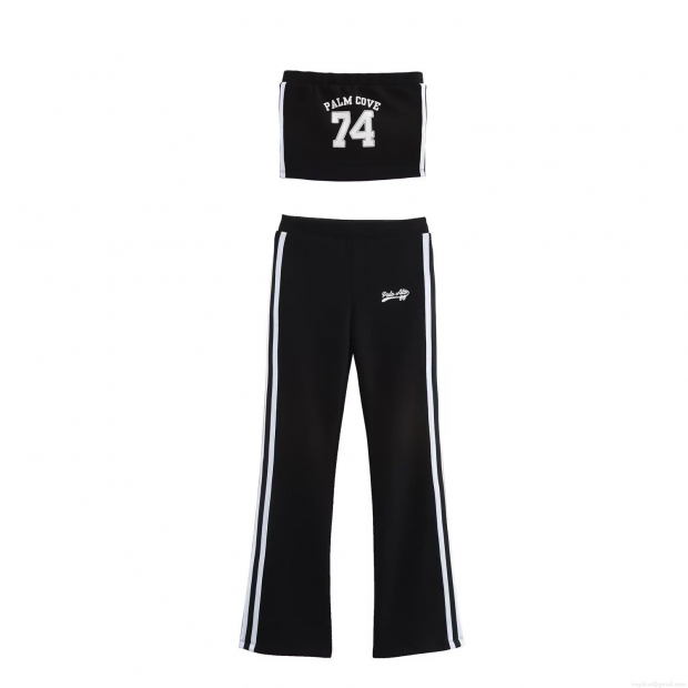 Women Sporty Casual Set Polyester Cotton Letter Print Tube Top Flare Pants Zipper Jacket Streetwear Outdoor Activewear Spring Autumn Slim Fit Two Piece Outfit Women Sporty Casual Set Polyester Cotton Letter Print Tube Top Flare Pants Zipper Jacket Streetwear Outdoor Activewear Spring Autumn Slim Fit Two Piece Outfit