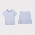 Women's Elegant Knit Two Piece Set Jeweled Neck Short Sleeve Top And High Waist Pleated Mini Skirt Summer Casual Office Wear Sweet Chic Outfits Women's Elegant Knit Two Piece Set Jeweled Neck Short Sleeve Top And High Waist Pleated Mini Skirt Summer Casual Office Wear Sweet Chic Outfits
