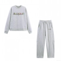 Women's Manhattan USA Letter Print Sweatshirt And Sweatpants Preppy Style Cotton Blend Long Sleeve Top And Elastic Waist Joggers Casual Loungewear Set Women's Manhattan USA Letter Print Sweatshirt And Sweatpants Preppy Style Cotton Blend Long Sleeve Top And Elastic Waist Joggers Casual Loungewear Set