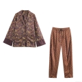 Women's Retro Paisley Print Satin Shirt And Pants Set Casual Long Sleeve Button Up Top And Elastic Waist Trousers Bohemian Style Loungewear Co-ord Women's Retro Paisley Print Satin Shirt And Pants Set Casual Long Sleeve Button Up Top And Elastic Waist Trousers Bohemian Style Loungewear Co-ord