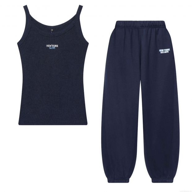 Women's Casual New York Printed Cotton Blend Sportswear Collection Zip Up Hoodie Ribbed Tank Top And Jogger Sweatpants Set Tracksuit For Women Women's Casual New York Printed Cotton Blend Sportswear Collection Zip Up Hoodie Ribbed Tank Top And Jogger Sweatpants Set Tracksuit For Women