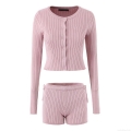 Women's Casual Ribbed Knit 2 Piece Set Cardigan Camisole High Waist Shorts Skirt Wide Leg Pants Solid Color Viscose Blend Loungewear Streetwear Outfits For Women Women's Casual Ribbed Knit 2 Piece Set Cardigan Camisole High Waist Shorts Skirt Wide Leg Pants Solid Color Viscose Blend Loungewear Streetwear Outfits For Women