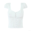 Women's 100% Cotton Eyelet Embroidery Crop Top And Maxi Skirt French Pastoral Style Short Puff Sleeve Button Up Square Neck Top High Waist Elastic A-Line Long Skirt Bohemian Summer Beach Holiday White Outfits Women's 100% Cotton Eyelet Embroidery Crop Top And Maxi Skirt French Pastoral Style Short Puff Sleeve Button Up Square Neck Top High Waist Elastic A-Line Long Skirt Bohemian Summer Beach Holiday White Outfits