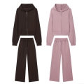 Women's Casual Cotton Blend Hooded Cropped Sweatshirt and Straight Leg Pants Set Fashion Solid Color Zip Up Hoodie Two Piece Loungewear For Women Streetwear Women's Casual Cotton Blend Hooded Cropped Sweatshirt and Straight Leg Pants Set Fashion Solid Color Zip Up Hoodie Two Piece Loungewear For Women Streetwear