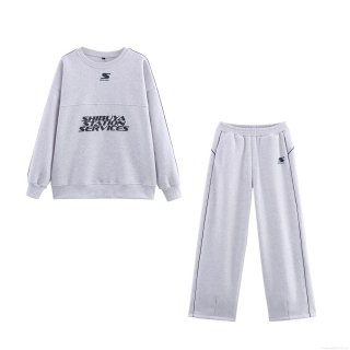 Women's Casual Knitted Two Piece Set Letter Print Round Neck Sweatshirt and Wide Leg Pants Streetwear Loungewear Outfit Heather Grey Women's Casual Knitted Two Piece Set Letter Print Round Neck Sweatshirt and Wide Leg Pants Streetwear Loungewear Outfit Heather Grey