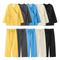 Women's Casual Quilted Loungewear Set Kimono Style Side Tie Top and Wide Leg Pants Two Piece Polyester Solid Color Warm Pajamas Set For Autumn Winter Women's Casual Quilted Loungewear Set Kimono Style Side Tie Top and Wide Leg Pants Two Piece Polyester Solid Color Warm Pajamas Set For Autumn Winter