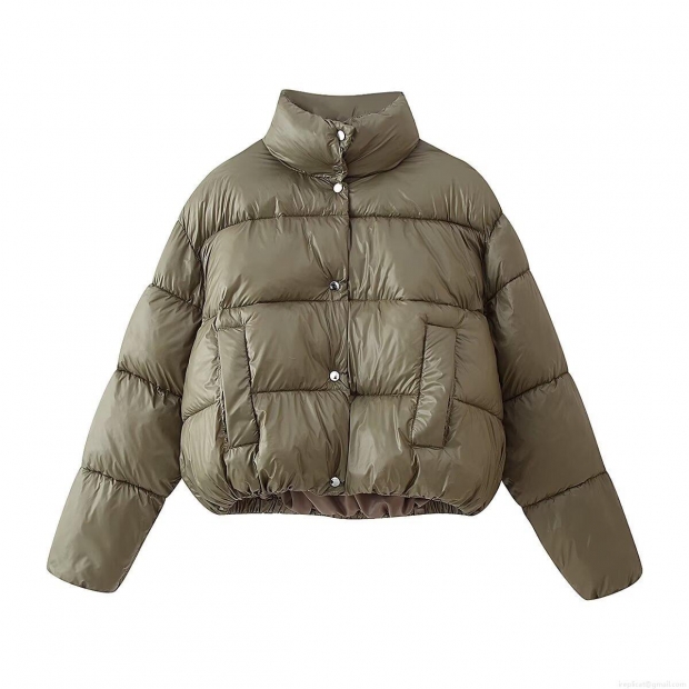 Women's Fashion Stand Collar Puffer Cotton Jacket Short Button Quilted Coat Windproof Warm Long Sleeve Streetwear Outerwear For Women Women's Fashion Stand Collar Puffer Cotton Jacket Short Button Quilted Coat Windproof Warm Long Sleeve Streetwear Outerwear For Women
