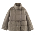 Women's Quilted Padded Jacket Polyester Long Sleeve Stand Collar Single Breasted Coat With Belt Winter Warm Streetwear Loose Outerwear Women's Quilted Padded Jacket Polyester Long Sleeve Stand Collar Single Breasted Coat With Belt Winter Warm Streetwear Loose Outerwear