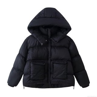 Women's Winter Padded Jacket Thick Hooded Cotton Coat Windproof Warm Quilted Outerwear With Pockets Loose Fit Casual Streetwear Black Puffer Jacket For Lady Women's Winter Padded Jacket Thick Hooded Cotton Coat Windproof Warm Quilted Outerwear With Pockets Loose Fit Casual Streetwear Black Puffer Jacket For Lady