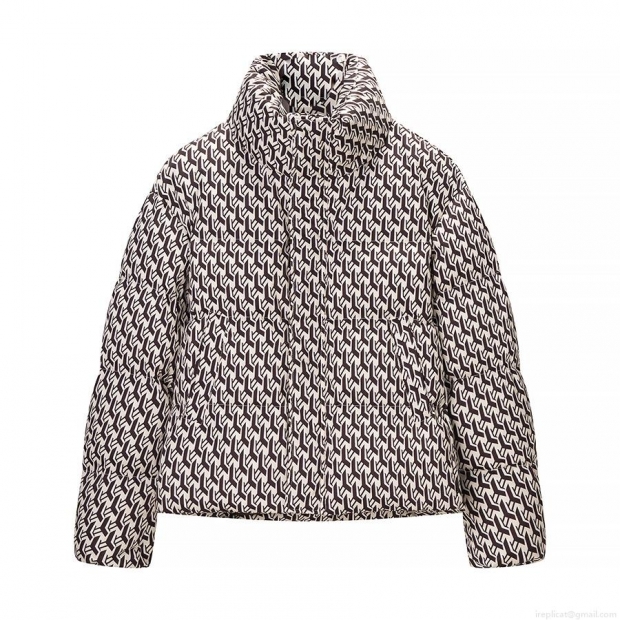 Women's Winter Puffer Jacket Stand Collar Geometric Y-Shape Monogram Print Long Sleeve Warm Quilted Outerwear Coat For Autumn Winter Streetwear Women's Winter Puffer Jacket Stand Collar Geometric Y-Shape Monogram Print Long Sleeve Warm Quilted Outerwear Coat For Autumn Winter Streetwear