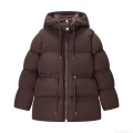 Women's Winter Puffer Jacket Hooded Padded Coat Quilted Windproof Warm Outwear Dark Brown Loose Fit Casual Streetwear Fashion Parka With Drawstring Women's Winter Puffer Jacket Hooded Padded Coat Quilted Windproof Warm Outwear Dark Brown Loose Fit Casual Streetwear Fashion Parka With Drawstring