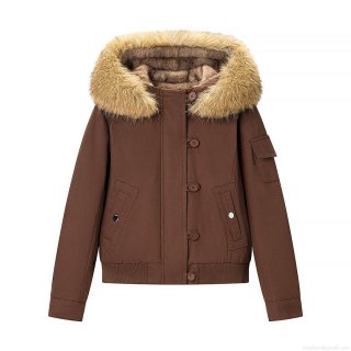 Women's Winter Casual Cotton Padded Jacket With Detachable Faux Fur Collar Loose Hooded Warm Windproof Short Coat Outerwear For Women Women's Winter Casual Cotton Padded Jacket With Detachable Faux Fur Collar Loose Hooded Warm Windproof Short Coat Outerwear For Women